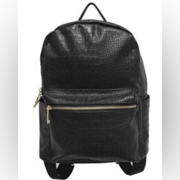 Urban Originals Handbags - Womens Black Vegan Leather Multiple Compartment Backpack with Laptop Sleeve